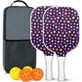 thumbnail image 1 of Pickleball Paddles Set Of 2, Fiberglass Surface, Colorful Geometry Print, 4 Balls & Bag, 1 of 5