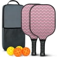 thumbnail image 1 of Pickleball Paddles Set Of 2, Fiberglass Surface, Colorful Geometry Print, 4 Balls & Bag, 1 of 5