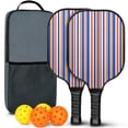 thumbnail image 1 of Pickleball Paddles Set Of 2, Fiberglass Surface, Colorful Geometry Print, 4 Balls & Bag, 1 of 5