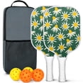 thumbnail image 1 of Pickleball Paddles Set Of 2, Fiberglass Surface, Daisy Floral Print, 4 Balls & Bag, 1 of 5