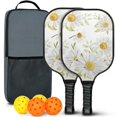 thumbnail image 1 of Pickleball Paddles Set Of 2, Fiberglass Surface, Daisy Floral Print, 4 Balls & Bag, 1 of 5