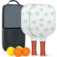 thumbnail image 1 of Pickleball Paddles Set Of 2, Fiberglass Surface, Daisy Floral Print, 4 Balls & Bag, 1 of 5
