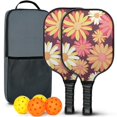 thumbnail image 1 of Pickleball Paddles Set Of 2, Fiberglass Surface, Daisy Floral Print, 4 Balls & Bag, 1 of 5