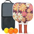 thumbnail image 1 of Pickleball Paddles Set Of 2, Fiberglass Surface, Daisy Floral Print, 4 Balls & Bag, 1 of 5