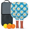 thumbnail image 1 of Pickleball Paddles Set Of 2, Fiberglass Surface, Daisy Floral Print, 4 Balls & Bag, 1 of 5