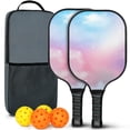 thumbnail image 1 of Pickleball Paddles Set Of 2, Fiberglass Surface, Dreamy Cloud Print, 4 Balls & Bag, 1 of 5