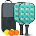 thumbnail image 1 of Pickleball Paddles Set Of 2, Fiberglass Surface, Elegant Geometric Print, 4 Balls & Bag, 1 of 5