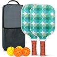 thumbnail image 1 of Pickleball Paddles Set Of 2, Fiberglass Surface, Elegant Geometric Print, 4 Balls & Bag, 1 of 5