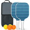 thumbnail image 1 of Pickleball Paddles Set Of 2, Fiberglass Surface, Elegant Geometric Print, 4 Balls & Bag, 1 of 5