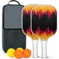 thumbnail image 1 of Pickleball Paddles Set Of 2, Fiberglass Surface, Flame Print, 4 Balls & Bag, 1 of 5