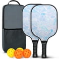 thumbnail image 1 of Pickleball Paddles Set Of 2, Fiberglass Surface, Fluid Smoke Aurora Art Style, 4 Balls & Bag, 1 of 5