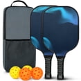 thumbnail image 1 of Pickleball Paddles Set Of 2, Fiberglass Surface, Fluid Smoke Aurora Art Style, 4 Balls & Bag, 1 of 5