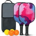 thumbnail image 1 of Pickleball Paddles Set Of 2, Fiberglass Surface, Fluid Smoke Aurora Art Style, 4 Balls & Bag, 1 of 5