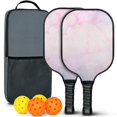 thumbnail image 1 of Pickleball Paddles Set Of 2, Fiberglass Surface, Fluid Smoke Aurora Art Style, 4 Balls & Bag, 1 of 5