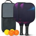 thumbnail image 1 of Pickleball Paddles Set Of 2, Fiberglass Surface, Fluid Smoke Aurora Art Style, 4 Balls & Bag, 1 of 5