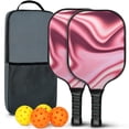 thumbnail image 1 of Pickleball Paddles Set Of 2, Fiberglass Surface, Fluid Smoke Aurora Art Style, 4 Balls & Bag, 1 of 5