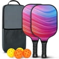 thumbnail image 1 of Pickleball Paddles Set Of 2, Fiberglass Surface, Fluid Smoke Aurora Art Style, 4 Balls & Bag, 1 of 5