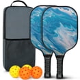 thumbnail image 1 of Pickleball Paddles Set Of 2, Fiberglass Surface, Liquid & Marble Print, 4 Balls & Bag, 1 of 5