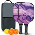thumbnail image 1 of Pickleball Paddles Set Of 2, Fiberglass Surface, Liquid & Marble Print, 4 Balls & Bag, 1 of 5
