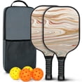 thumbnail image 1 of Pickleball Paddles Set Of 2, Fiberglass Surface, Liquid & Marble Print, 4 Balls & Bag, 1 of 5