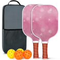 thumbnail image 1 of Pickleball Paddles Set Of 2, Fiberglass Surface, Love Romantic Valentine Print, 4 Balls & Bag, 1 of 5