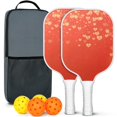 thumbnail image 1 of Pickleball Paddles Set Of 2, Fiberglass Surface, Love Romantic Valentine Print, 4 Balls & Bag, 1 of 5