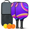 thumbnail image 1 of Pickleball Paddles Set Of 2, Fiberglass Surface, Neon Fluid Print, 4 Balls & Bag, 1 of 5