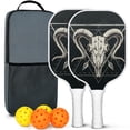 thumbnail image 1 of Pickleball Paddles Set Of 2, Fiberglass Surface, Skull & Cool Style, 4 Balls & Bag, 1 of 5