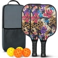 thumbnail image 1 of Pickleball Paddles Set Of 2, Fiberglass Surface, Spring Floral Print, 4 Balls & Bag, 1 of 5