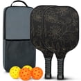 thumbnail image 1 of Pickleball Paddles Set Of 2, Fiberglass Surface, Spring Floral Print, 4 Balls & Bag, 1 of 5