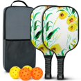 thumbnail image 1 of Pickleball Paddles Set Of 2, Fiberglass Surface, Spring Flowers Floral Print, 4 Balls & Bag, 1 of 5