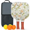 thumbnail image 1 of Pickleball Paddles Set Of 2, Fiberglass Surface, Spring Flowers Floral Print, 4 Balls & Bag, 1 of 5