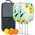 thumbnail image 1 of Pickleball Paddles Set Of 2, Fiberglass Surface, Spring Flowers Floral Print, 4 Balls & Bag, 1 of 5