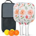 thumbnail image 1 of Pickleball Paddles Set Of 2, Fiberglass Surface, Spring Flowers Floral Print, 4 Balls & Bag, 1 of 5