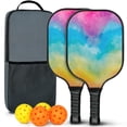 thumbnail image 1 of Pickleball Paddles Set Of 2, Fiberglass Surface, Sweet Candy Print, 4 Balls & Bag, 1 of 5