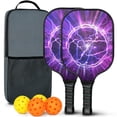 thumbnail image 1 of Pickleball Paddles Set Of 2, Fiberglass Surface, Thunder, Speed Print, 4 Balls & Bag, 1 of 5