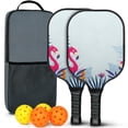 thumbnail image 1 of Pickleball Paddles Set Of 2, Fiberglass Surface, Tropical Jungle Print, 4 Balls & Bag, 1 of 5