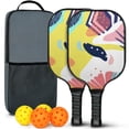 thumbnail image 1 of Pickleball Paddles Set Of 2, Fiberglass Surface, Tropical Jungle Print, 4 Balls & Bag, 1 of 5