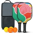thumbnail image 1 of Pickleball Paddles Set Of 2, Fiberglass Surface, Tropical Jungle Print, 4 Balls & Bag, 1 of 5