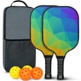 thumbnail image 1 of Pickleball Paddles Set Of 2, Fiberglass Surface, Vibrant Rainbow Print, 4 Balls & Bag, 1 of 5