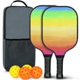 thumbnail image 1 of Pickleball Paddles Set Of 2, Fiberglass Surface, Vibrant Rainbow Print, 4 Balls & Bag, 1 of 5