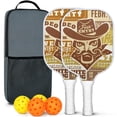 thumbnail image 1 of Pickleball Paddles Set Of 2, Fiberglass Surface, West & Cowboy Print, 4 Balls & Bag, 1 of 5
