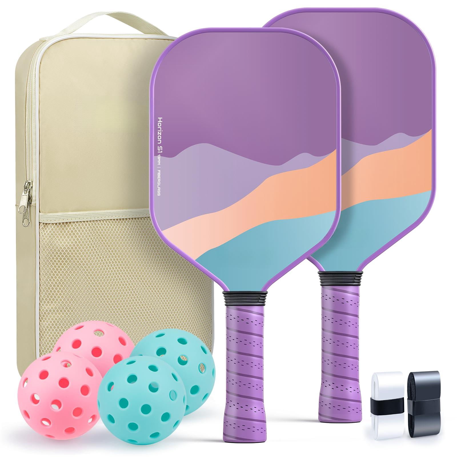 Pickleball Paddles Set Of 2  Lightweight Racket For Beginner Usapa Approved Fiberglass Surface With Non-slip Comfort Grip