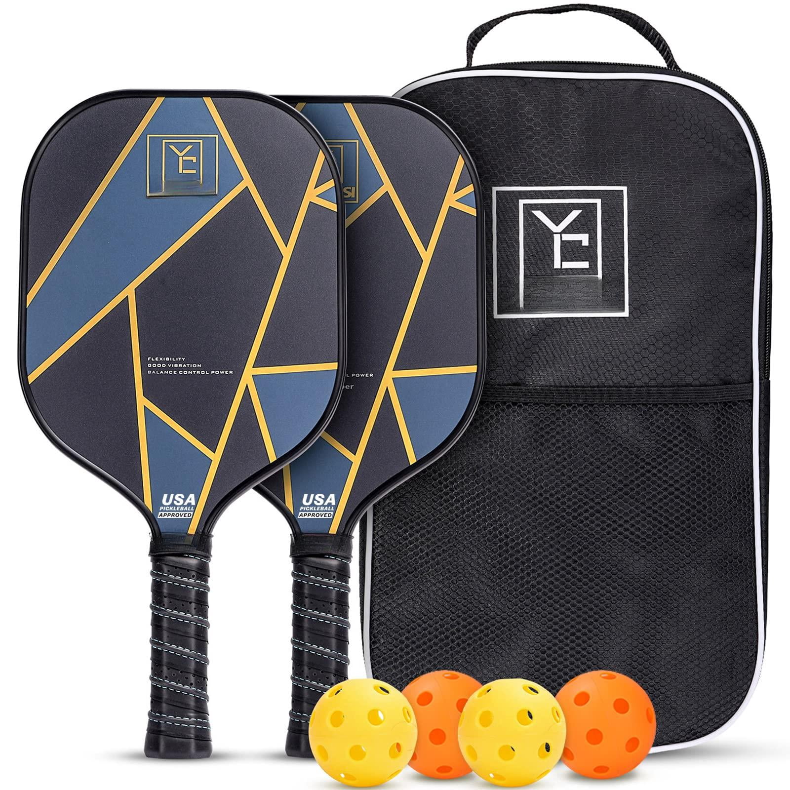 Pickleball Paddles Set Of 2  Usapa Approved Carbon Fiber Surface Lightweight Pickle Ball Rackets 2 Pack 2 Outdoor 2 Indoor 1 Bag