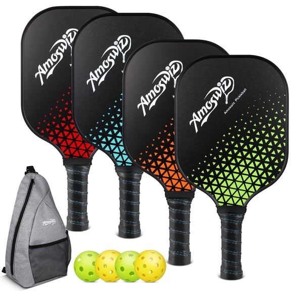 Pickleball Paddles Set Of 4, Premium Fiberglass Pickleball Paddles for Beginers, Pickleball Set with 4 Pickle Balls, Gift for Friends & Family