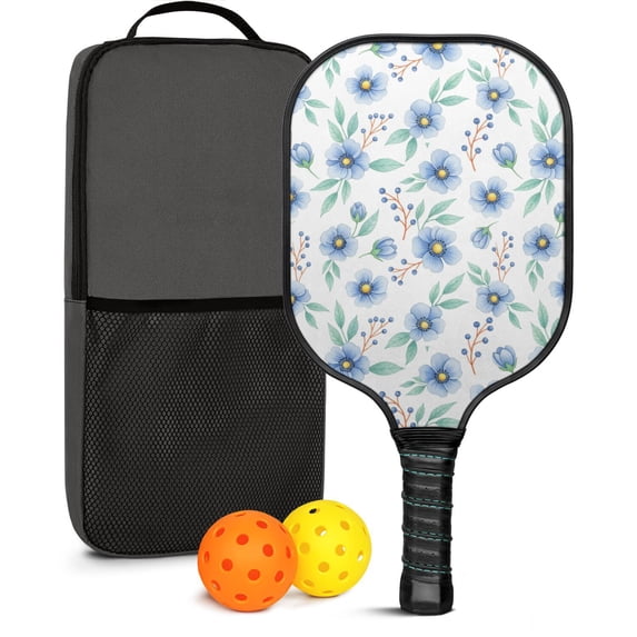Pickleball Paddles Set,Pioneer Flower Floral Print Pattern Fiberglass Surface Pickleball Racket Set with 2 Indoor Outdoor Pickleball Balls and Pickleball Bag,Pickle-ball Equipment