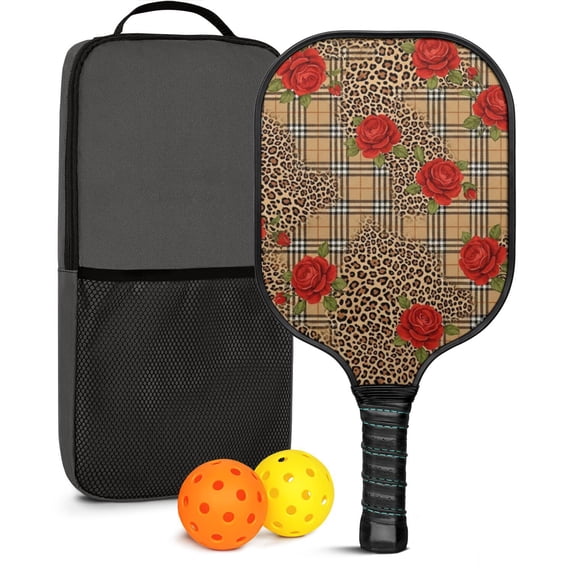 Pickleball Paddles Set,Pioneer Flower Floral Print Pattern Fiberglass Surface Pickleball Racket Set with 2 Indoor Outdoor Pickleball Balls and Pickleball Bag,Pickle-ball Equipment