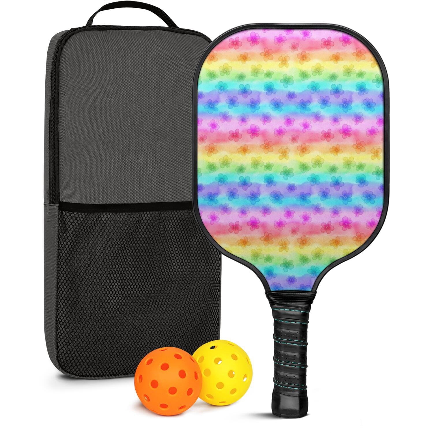 Pickleball Rackets Ed Pickleball Paddles Set,Pioneer Flower Floral Print Pattern Fiberglass ...