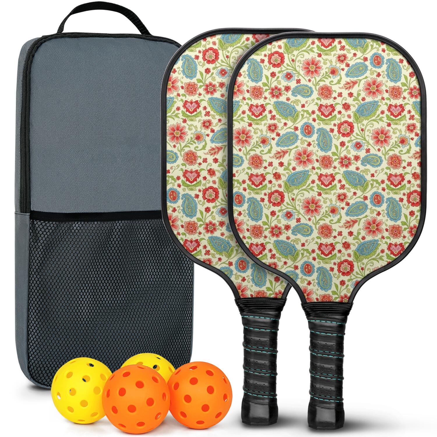 Pickleball Paddles Set,Pioneer Flower Floral Print Pattern Fiberglass ...