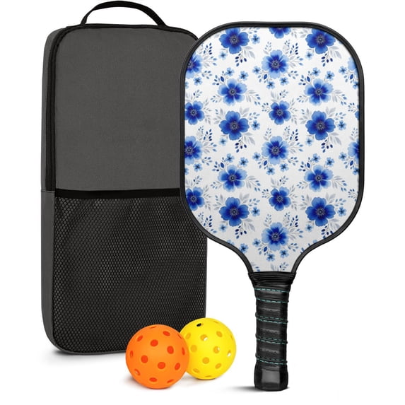 Pickleball Paddles Set,Pioneer Flower Floral Print Pattern Fiberglass Surface Pickleball Racket Set with 2 Indoor Outdoor Pickleball Balls and Pickleball Bag,Pickle-ball Equipment